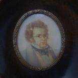 An early 19th century miniature painting on ivory of Shubert, signed, 7 x 6cm