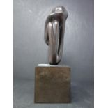 A 20th century abstract bronze figure, on base, H.24cm