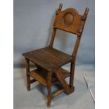 A 19th century oak metamorphic chair/steps