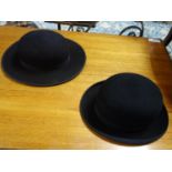 A pastor's hat, size 55, together with a bowler hat by Chabel, size 53 - 61/2