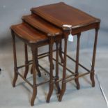 An Edwardian mahogany nest of 3 tables, H.68 W.56 D.36cm