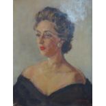 An early 20th century oil on canvas, head and shoulder portrait of an elegant lady, signed and dated
