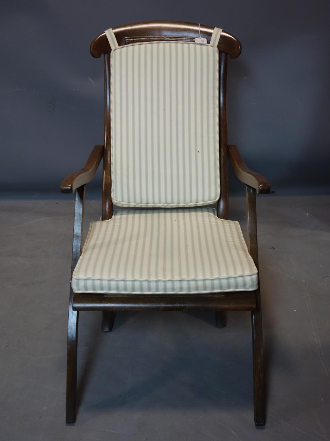 A 19th century caned mahogany campaign folding chair - Image 2 of 4