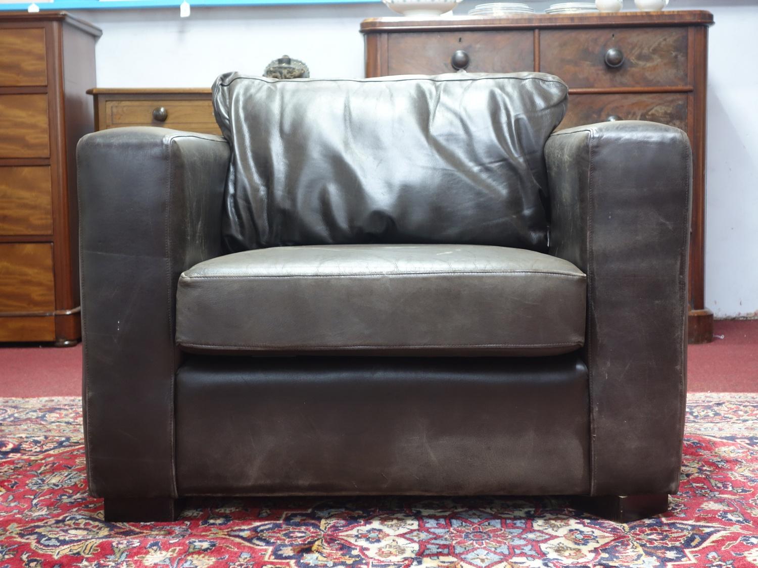 A contemporary leather armchair