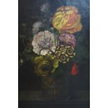 An early 20th century still life of flowers oil on panel, set in ebonized frame, 57 x 38cm