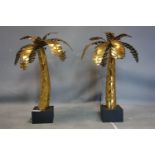 A pair of Maison Jansen style gilt metal palm trees, H.65cm