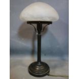 An Art Deco style lamp with frosted glass shade, H.44cm