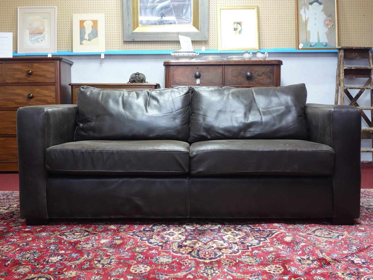 A contemporary leather sofa