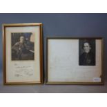 A late 19th/early 20th century photograph of Giacomo Meyerbeer framed with a signed letter, together