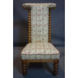 A Victorian Prie Dieu chair, recently upholstered. 94cm H x 48cm W