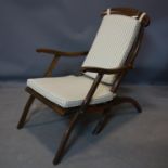 A 19th century caned mahogany campaign folding chair