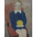 A large early 20th century pastel study of a seated boy, set in ornate gilt wood frame, 77 x 57cm