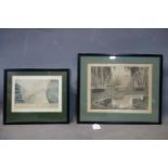Two 20th century artist proof prints of 'Ham pond' and 'marble hill house', each signed M.