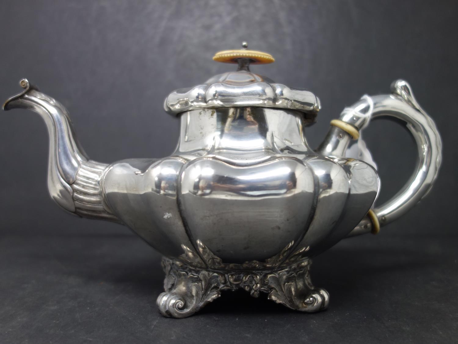 A 19th century continental silver tea pot stamped 'Niemeyer', with ivory finial, 17oz - Image 2 of 4