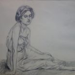 A 20th century French pencil drawing of a seated lady, signed 'Despiau' to lower right, 32 x 35cm