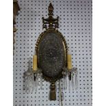 A neo classical style gilt metal wall light, H.68cm