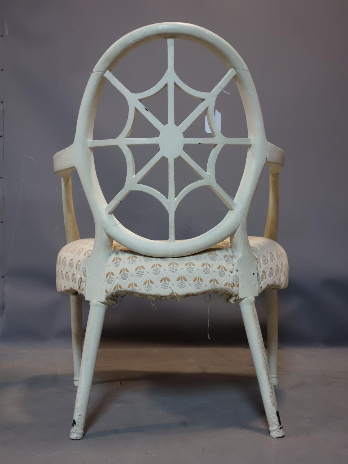 A 19th century Hepplewhite style armchair, painted white - Image 3 of 3