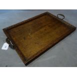 A St Dunstan's oak tray with crests to handles, 46 x 34cm. (St Dunstan's was a national charity