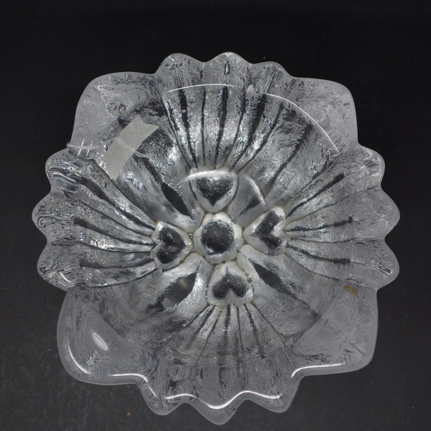 A 20th century unusual crystal bowl, with part of makers sticker attached, H.10 W.25 D.25cm - Image 2 of 3