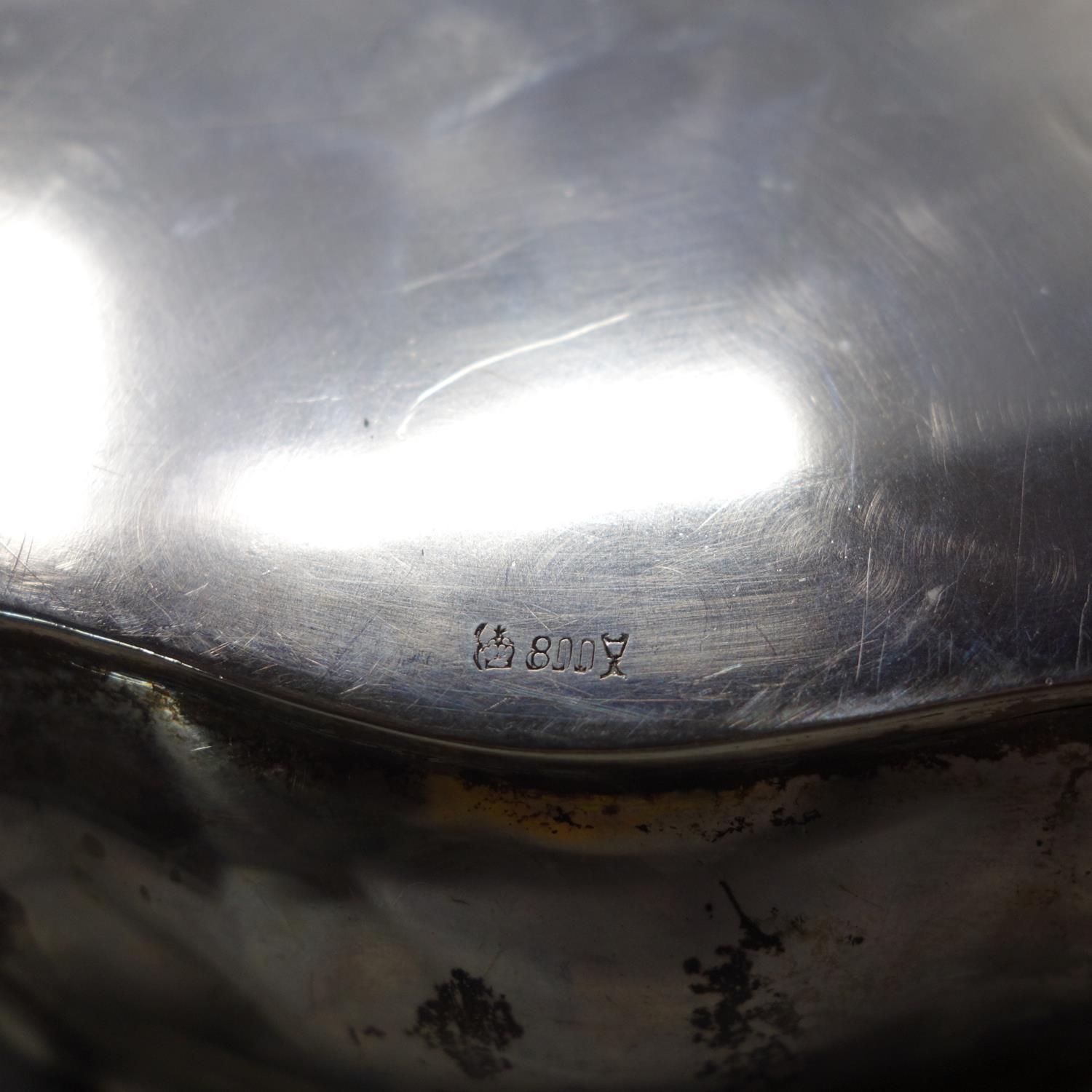 A German silver bowl with glass liner, 12.6 troy oz, H.7cm Diameter 24cm, chips to rim of glass - Image 3 of 3