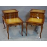 A pair of mahogany lamps tables with drawer, H.61 W.46 D.71cm