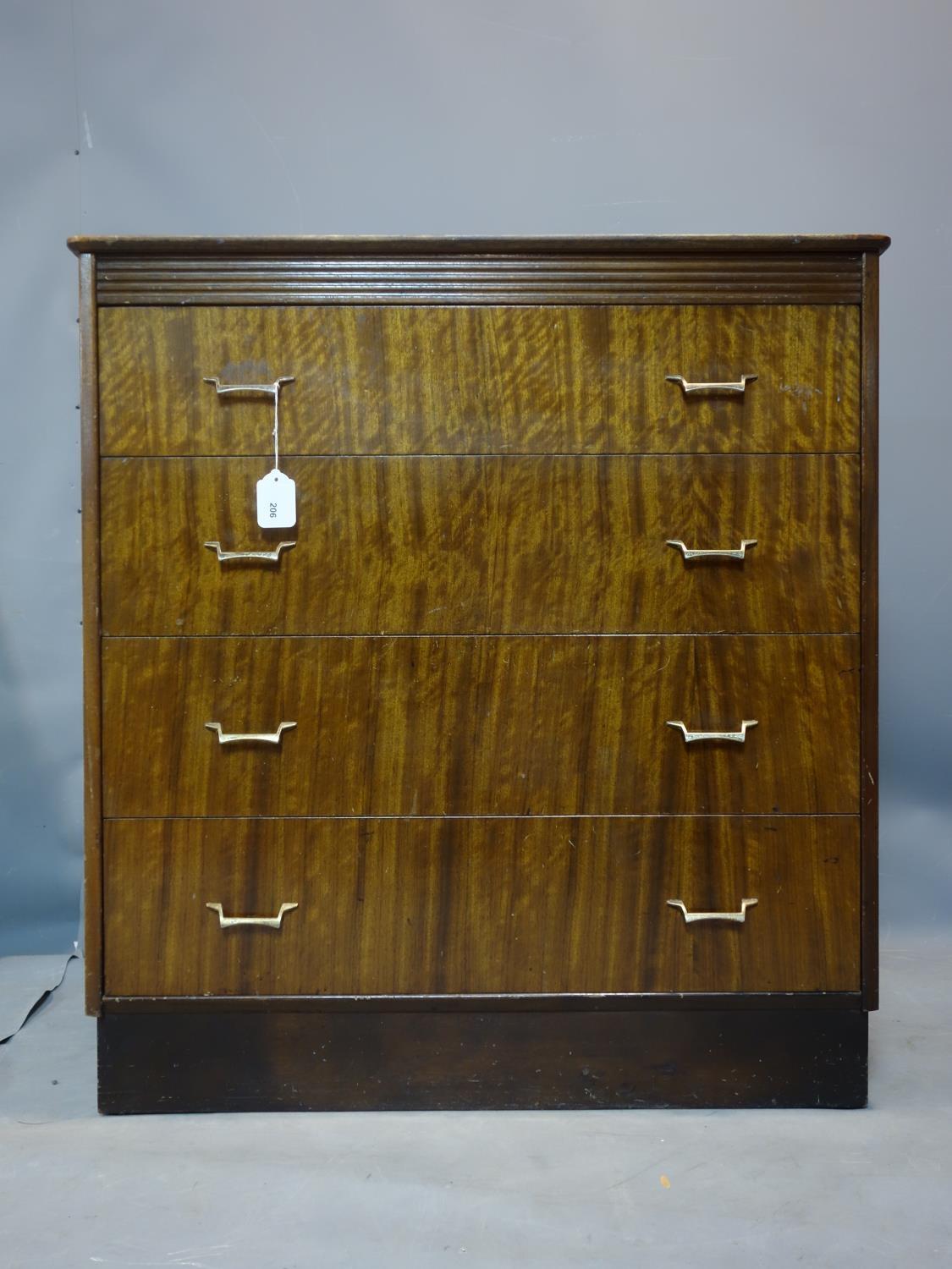 A 20th century teak chest of drawers by 'Golden key', H.87 W.81 D.47cm