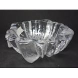 A 20th century unusual crystal bowl, with part of makers sticker attached, H.10 W.25 D.25cm