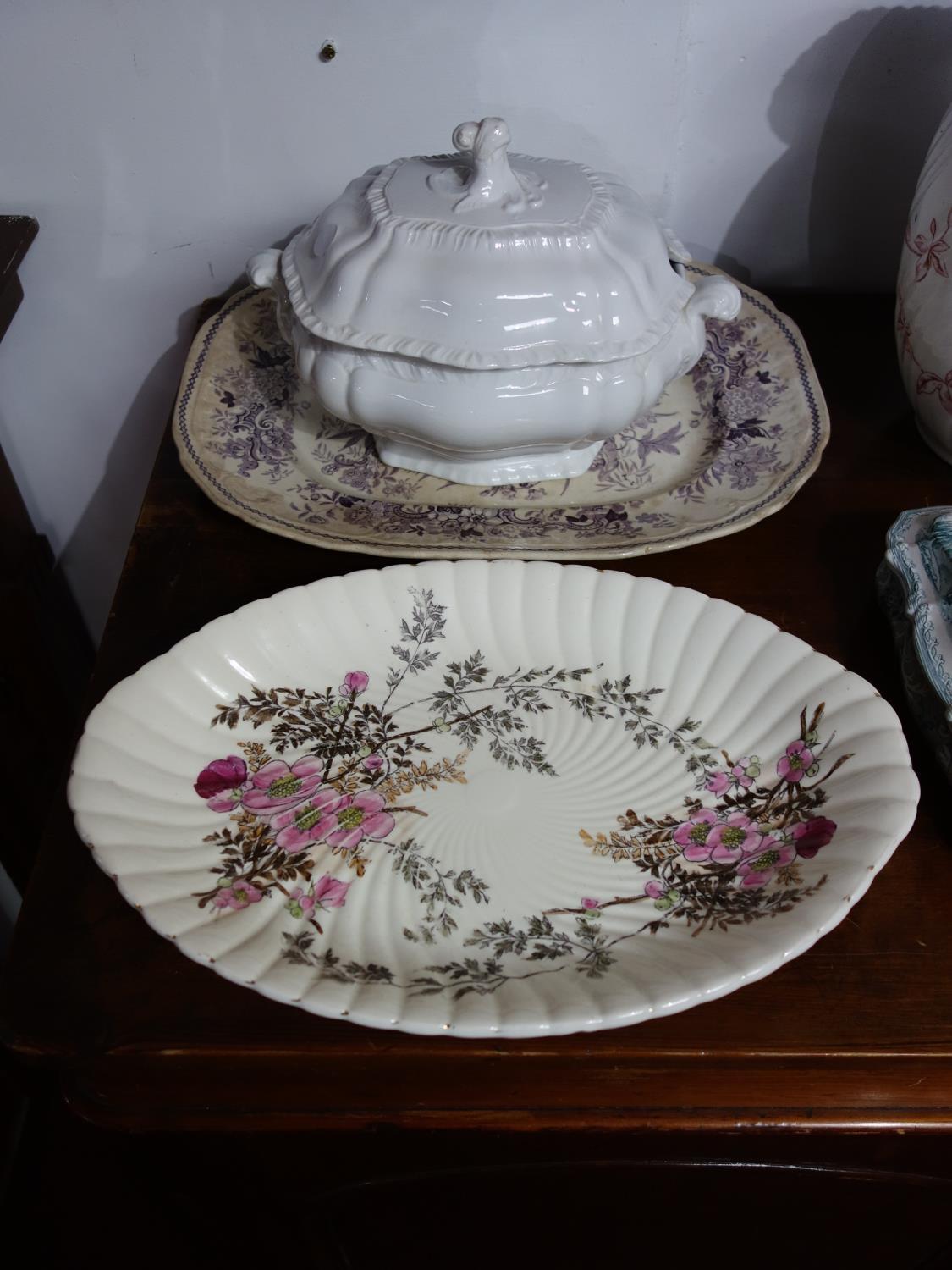 A collection of Victorian ceramics to include jugs, bowls, cheese dish etc - Image 2 of 7