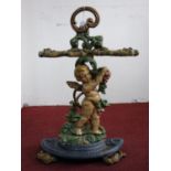 A painted cast iron stick stand, H.67cm