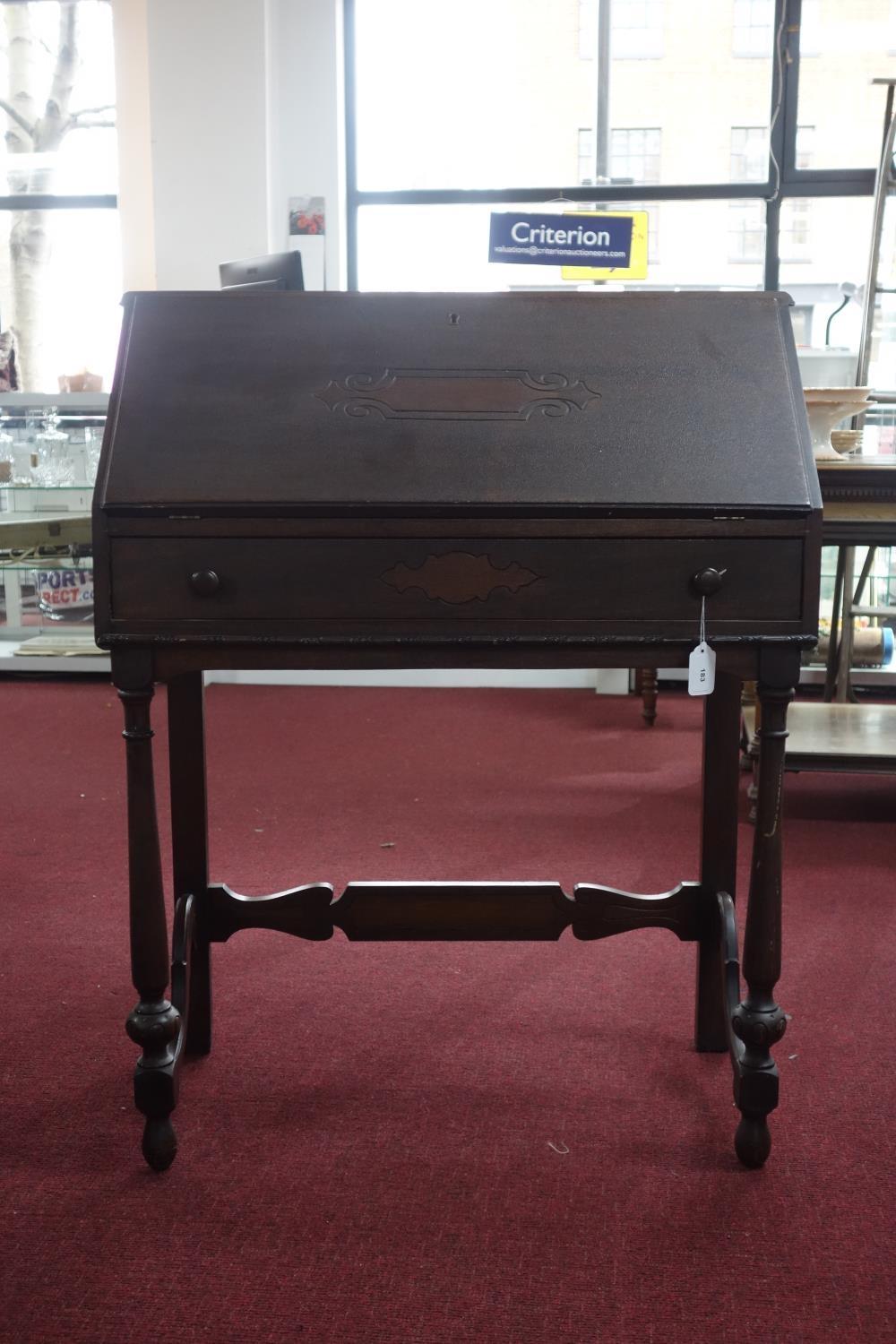 An oak bureau with desk chair - Image 2 of 8