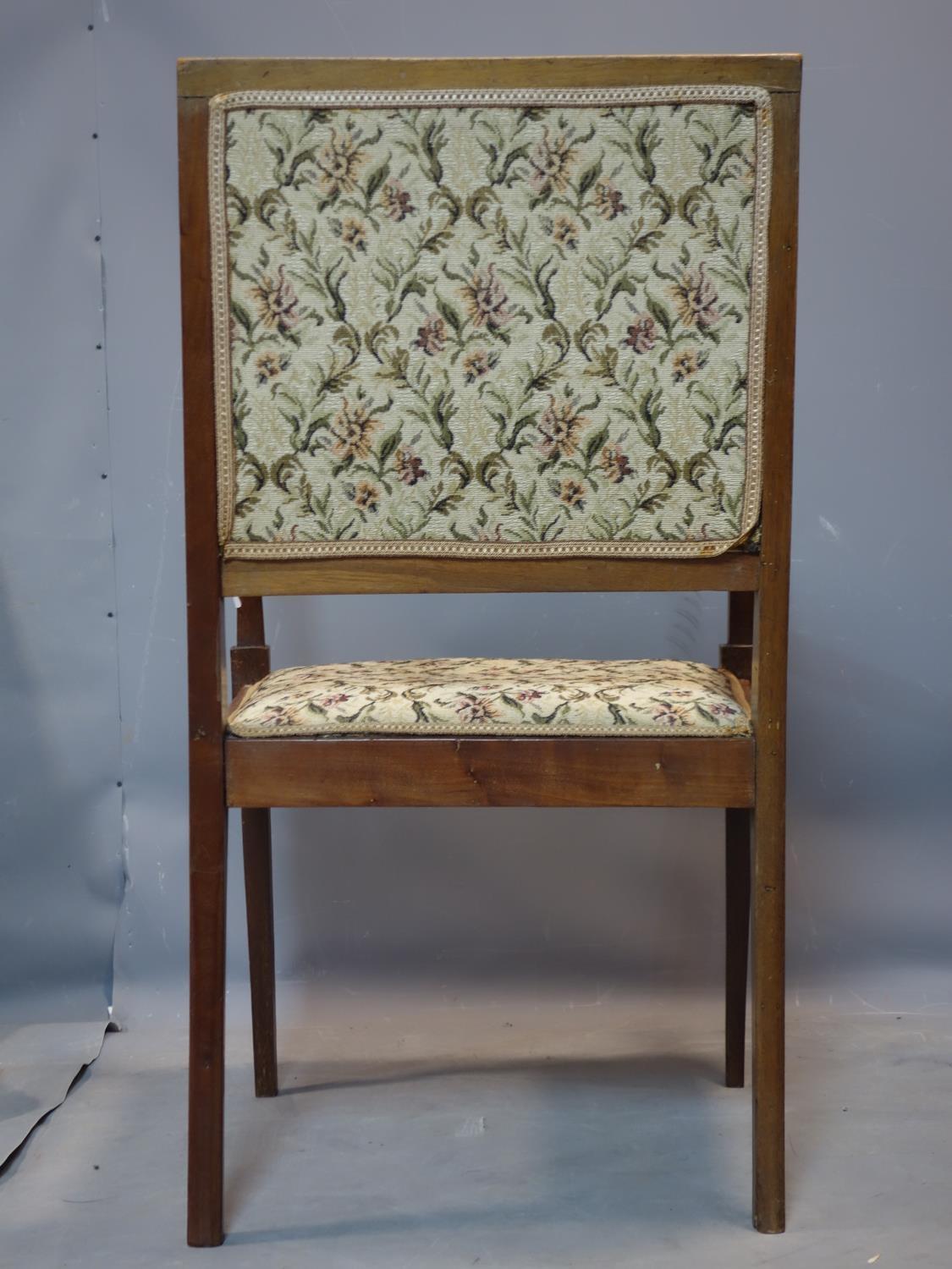 An Edwardian inlaid mahogany and satinwood crossbanded armchair, with sloped arms and floral - Image 3 of 3