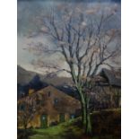 Jacques van der Elst (1925-1991), 'Laforêt', A tree in front of houses, oil on canvas, signed