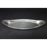 A George III boat shaped silver tray, London 1802, rubbed makers mark, approx. 3.6 troy oz, H.2.5