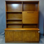 A 20th century teak display unit in 2 sections, H.166 W.134 D.46cm