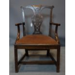 A 19th century Chippendale style mahogany carver chair