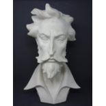 An early 20th century bisque porcelain bust of a bearded gentleman, H.40cm