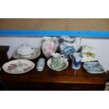A collection of Victorian ceramics to include jugs, bowls, cheese dish etc