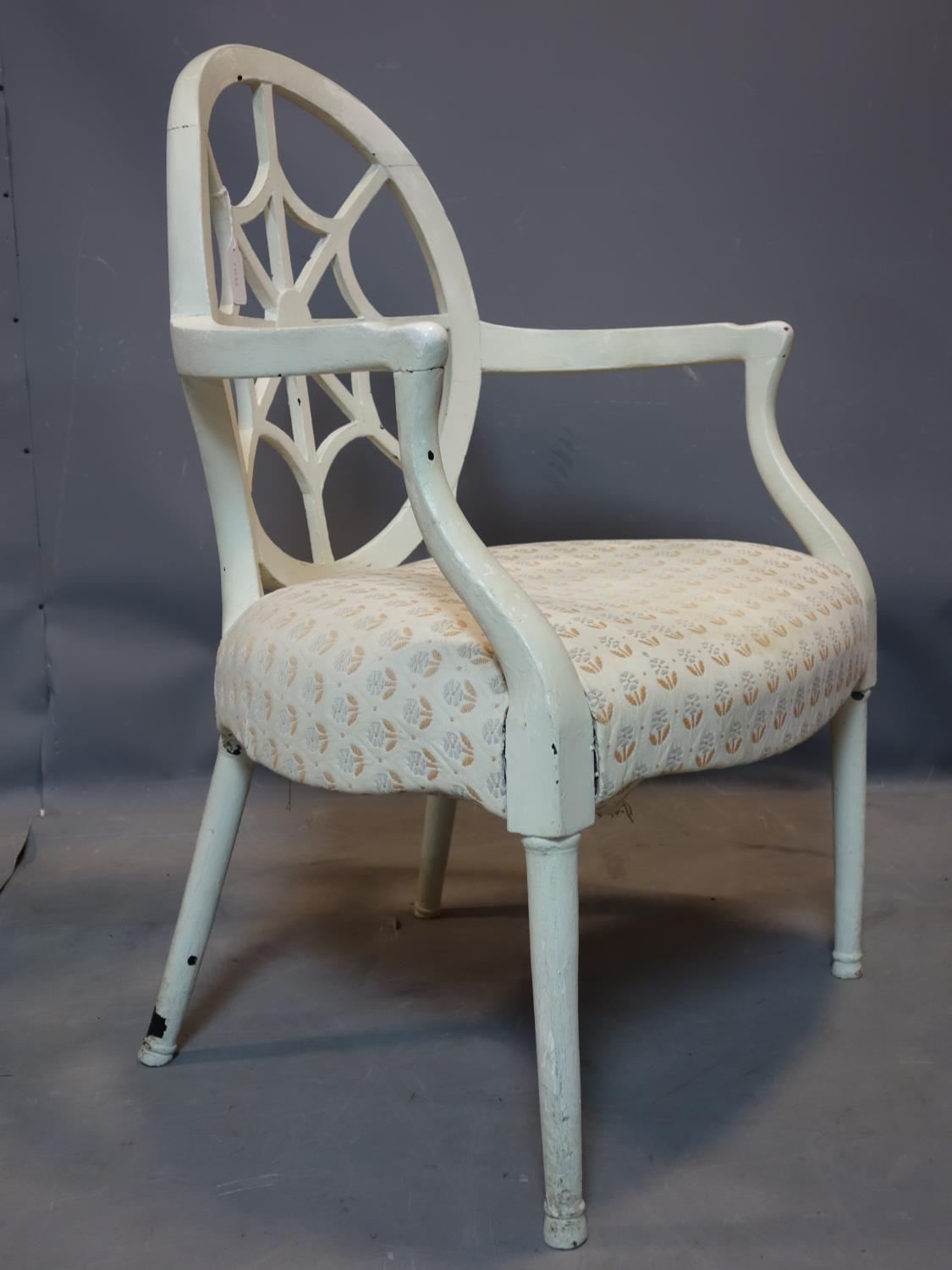 A 19th century Hepplewhite style armchair, painted white - Image 2 of 3