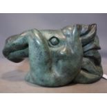 Laurence Broderick b.1935, A bronze sculpture of a horse head titled 'Waterhorse', signed and