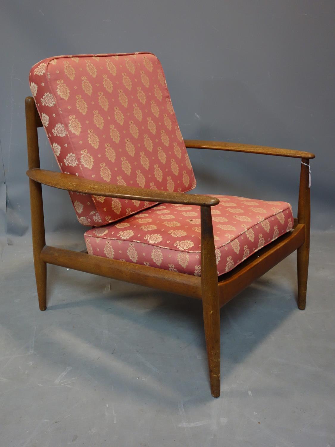 A Danish mid century teak armchair by Grete Jalk for France & Son, Demark, H.72 W.73 D.71cm, with - Image 2 of 4