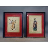 A Pair of 19th century Chinese rice paper paintings, 19 x 13cm