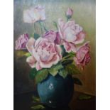 Toon Meys (1881-1965), Still life of pink roses in a vase, oil on canvas, signed and dated '48 to