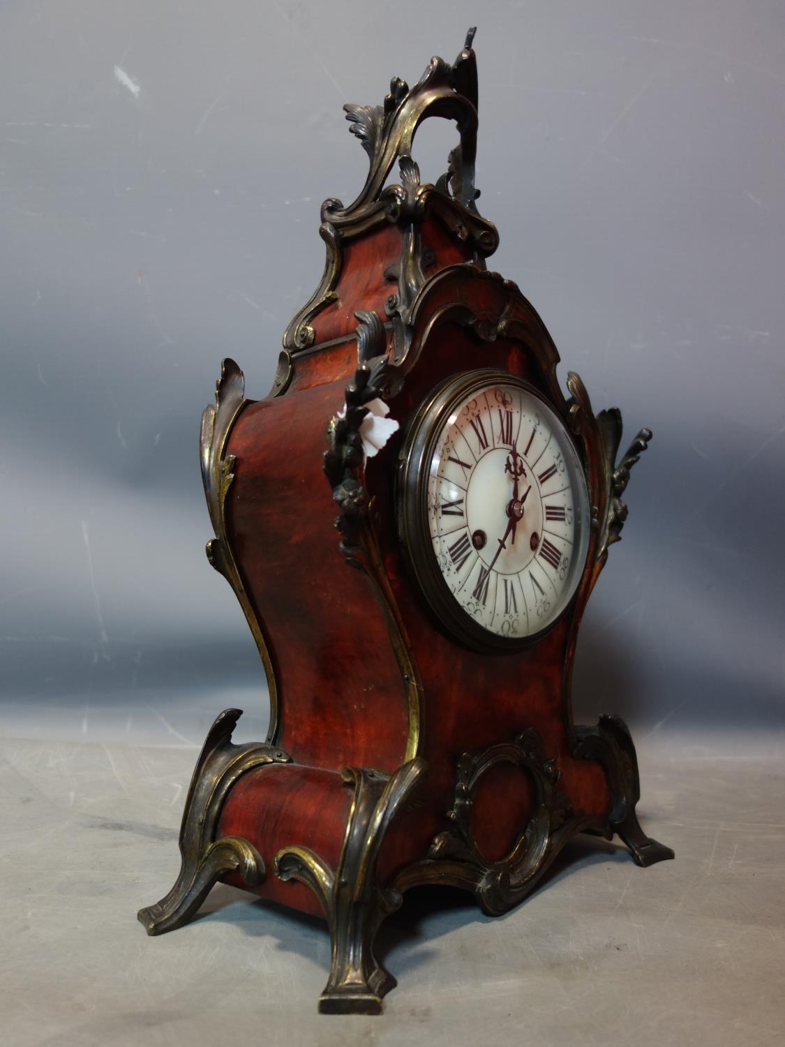 A late 19th/early 20th century French Japy Freres & co mantle clock, gilt metal and faux - Image 3 of 9