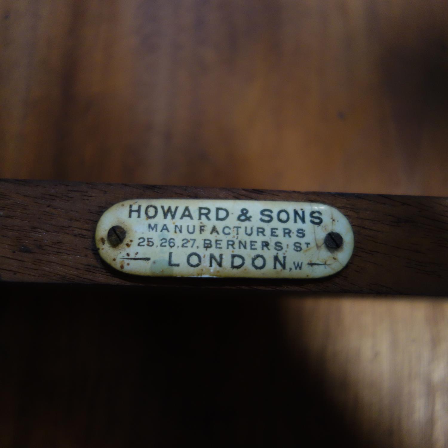 A 19th century Howard & Sons rosewood library table, with pillar supports and makers plaque, H.75 - Image 6 of 6