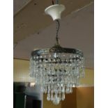 A 20th century basket chandelier with droplets, H.23cm