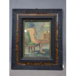 20th century Italian school, Seated Nude, oil on board, indistinctly signed lower left, inscribed