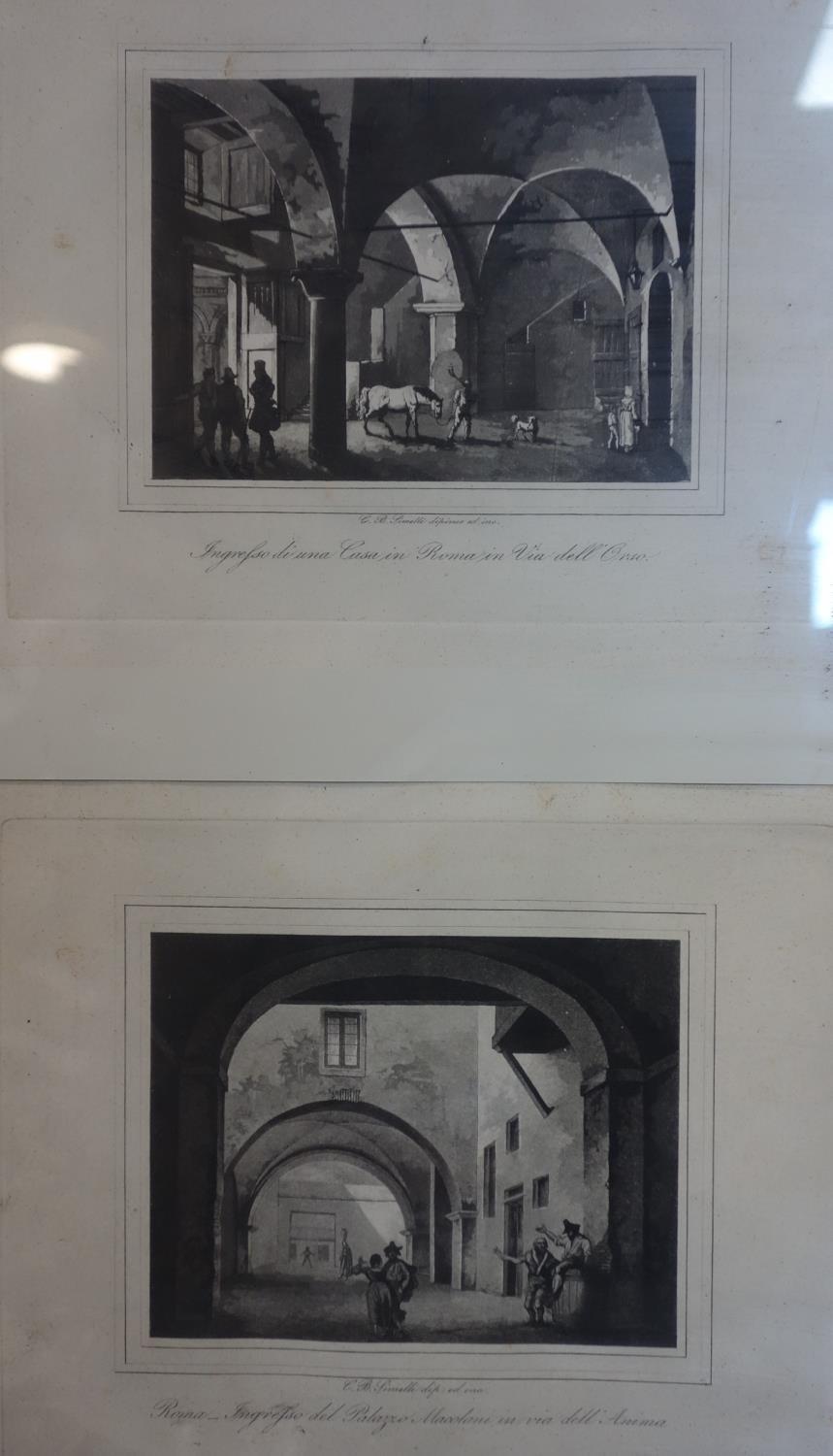 A collection of 18th century engravings of Rome, (8 in total in 7 frames) - Image 4 of 4