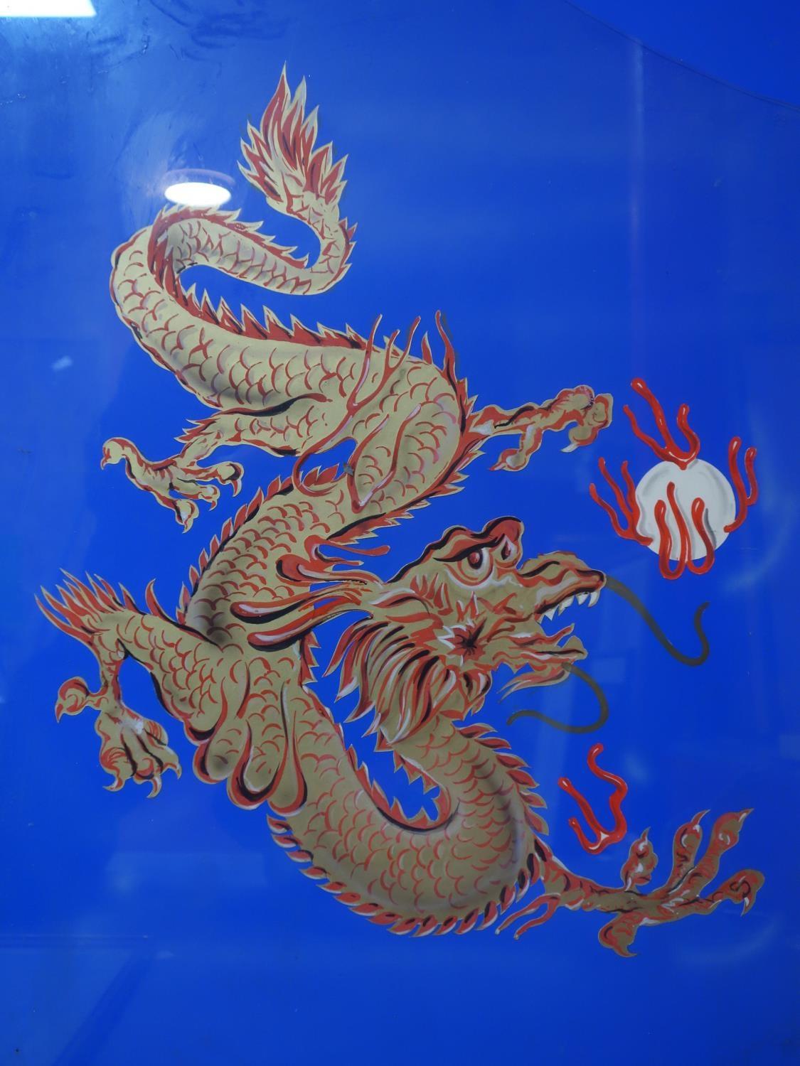 Four Chinese prints of deities, 73 x 56 and 75 x 38cm, together with a collage of a dragon chasing a - Image 5 of 5