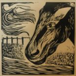 Cetin Cubuk, A Horse, woodblock print, signed in pencil to lower right, numbered 4/4, framed and