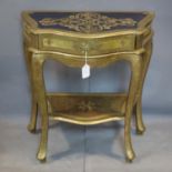 A French shabby chic gilt painted side table, with drawer, H.63 W.57 D.32cm